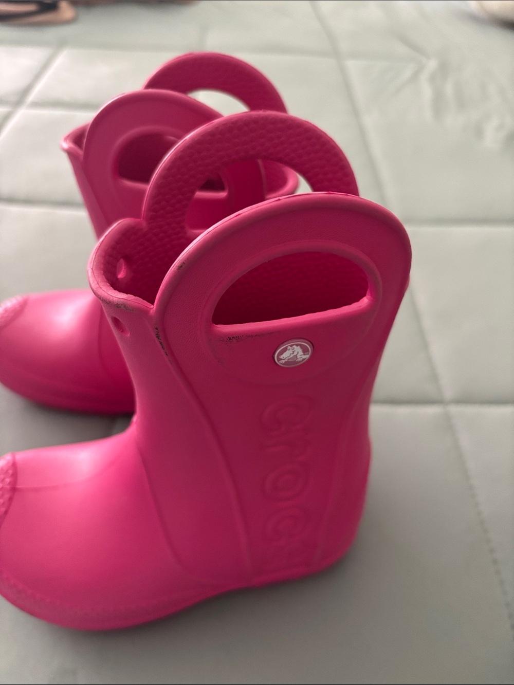 CROCS Kids Bright Pink Pull-On Rain Boots